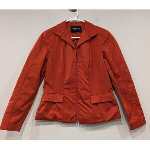 Lafayette 148 Nala Wing Collar Zip Up Jacket in Fire Orange Size 8